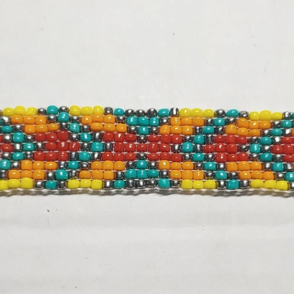 *Sale* Loom Beaded Bracelet Red, Orange, Yellow and Teal